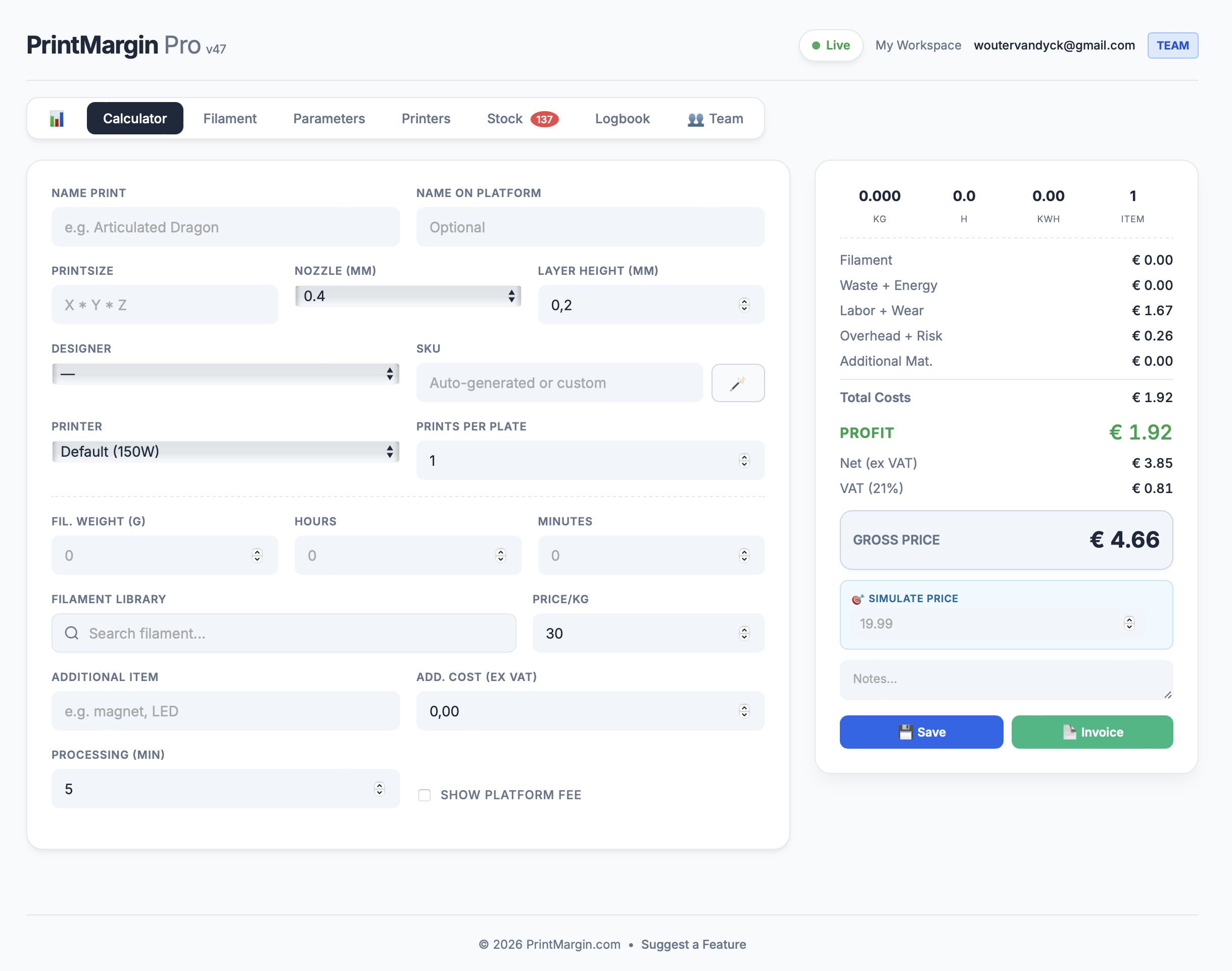 Cost Calculator